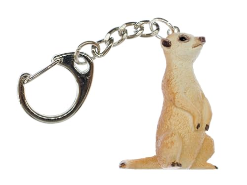 Miniblings Erdmännchen Schlüsselanhänger - Handmade Modeschmuck I Präriehund Erdmann Zoo sitzend 38mm - Schlüsselring Anhänger von Miniblings