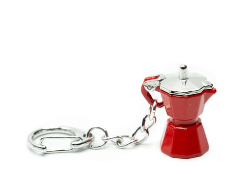 Miniblings Espressokanne Schlüsselanhänger Kaffeekanne Kanne Mokka rot - Handmade Modeschmuck I Anhänger Schlüsselring Schlüsselband Keyring von Miniblings