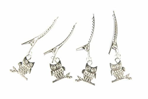 Miniblings Eulen 4er Set Haarspangen Eule Uhu Vogel Kauz silber - Handmade Modeschmuck I Haarschmuck Haarclips Haarklammern von Miniblings
