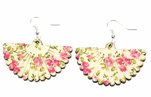 Miniblings Fächer Ohrringe Fächerohrringe Ohrringe Hänger Holz Romantik Blumen - Handmade Modeschmuck I Ohrhänger Ohrschmuck versilbert von Miniblings
