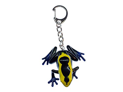 Miniblings Färberfrosch Schlüsselanhänger Frosch Schwarz Gelb Pfeilgiftfrosch Dendrobates tinctorius Dendrobaten - Handmade Modeschmuck I I Anhänger Schlüsselring Schlüsselband Keyring von Miniblings