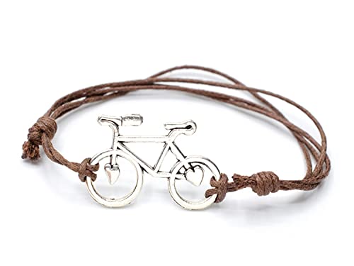 Miniblings Fahrrad Fußkettchen Fußkette verstellbar Kordel - Handmade Modeschmuck I Rennrad Bike Rad fahren Herz von Miniblings