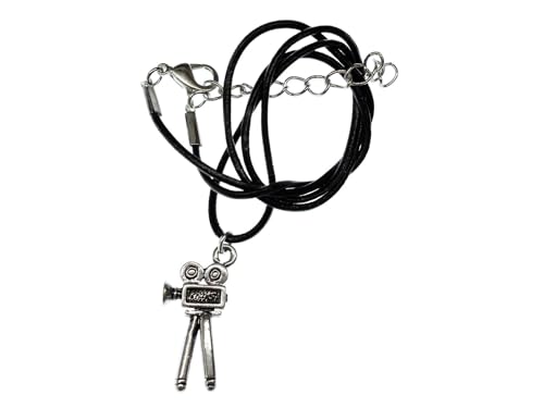 Miniblings Filmkamera Kamera Halskette - Handmade Modeschmuck I Kette mit Anhänger - Kamerafrau Film Drehen Movie silber Leder von Miniblings