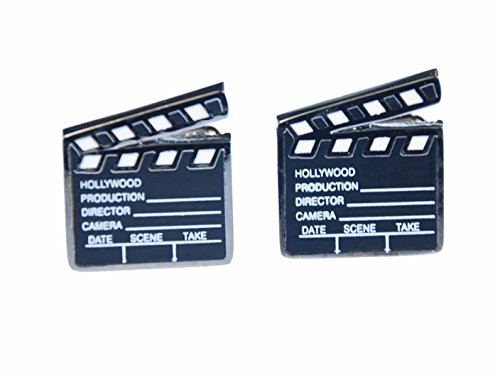 Miniblings Filmklappe Manschettenknöpfe Miniblings Knöpfe + Box Regisseur Klappe Film Kino - Herrenschmuck Manschettenknopf Cufflinks Hemdknöpfe I Holzbox inklusive von Miniblings