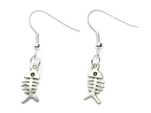 Miniblings Fischgräte Ohrringe Fisch Skelett Gräte Meer Seafood silber - Handmade Modeschmuck I Ohrhänger Ohrschmuck versilbert von Miniblings