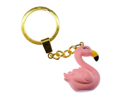 Miniblings Flamingo Schlüsselanhänger Flamingos Vogel Vögel Zoo 3D rosa - Handmade Modeschmuck I I Anhänger Schlüsselring Schlüsselband Keyring von Miniblings