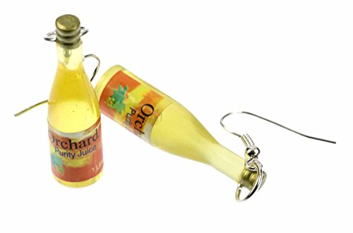 Miniblings Flaschen Ohrringe Saft Saftflasche ORCHARD Mini Fläschchen gelb - Handmade Modeschmuck I Ohrhänger Ohrschmuck versilbert von Miniblings