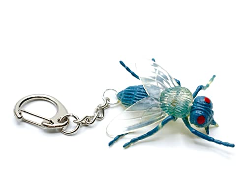 Miniblings Fliege Schlüsselanhänger Fliegen Ameise Insekt Halloween blau - Handmade Modeschmuck I I Anhänger Schlüsselring Schlüsselband Keyring von Miniblings