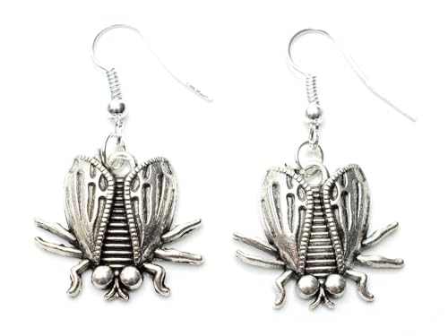 Miniblings Fliegen Ohrringe Fliege Schmeißfliege Insekt Halloween silb - Handmade Modeschmuck I Ohrhänger Ohrschmuck versilbert von Miniblings