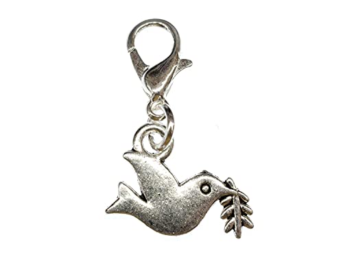 Miniblings Friedenstaube Flach Charm Zipper Armband Weltfrieden Peace - Handmade Modeschmuck I Kettenanhänger versilbert - Bettelanhänger Bettelarmband - Anhänger für Armband von Miniblings