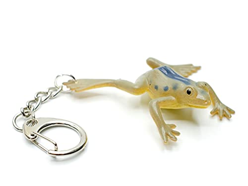 Miniblings Frosch Schlüsselanhänger 47mm Pfeilgiftfrosch Dendrobaten blaue Punkte - Handmade Modeschmuck I Anhänger Schlüsselring Schlüsselband Keyring von Miniblings