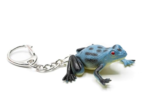 Miniblings Frosch Schlüsselanhänger Kröte Frösche Teich Prinz blau - Handmade Modeschmuck I Anhänger Schlüsselring Schlüsselband Keyring von Miniblings