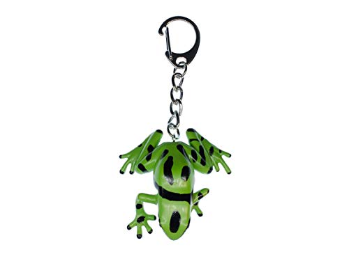 Miniblings Frosch Schlüsselanhänger Pfeilgiftfrosch Goldbaumsteiger Grün Schwarz Dendrobaten - Handmade Modeschmuck I I Anhänger Schlüsselring Schlüsselband Keyring von Miniblings