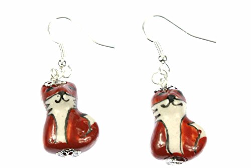 Miniblings Fuchs Ohrringe Fuchsohrringe Füchse Rotfuchs Wald braun Porzellan - Handmade Modeschmuck I Ohrhänger Ohrschmuck versilbert von Miniblings