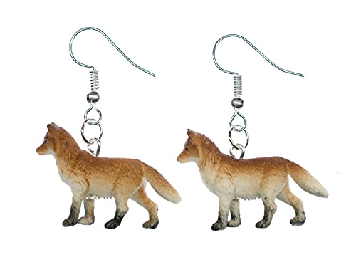 Miniblings Fuchs Ohrringe Füchse Fuchsohrringe braun 30mm Gummi Tiere Wald - Handmade Modeschmuck I Ohrhänger Ohrschmuck versilbert von Miniblings