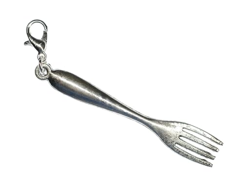 Miniblings Gabel Besteck Charm Zipper Pull Gabeln Silber - Handmade Modeschmuck I Kettenanhänger versilbert - Bettelanhänger Bettelarmband - Anhänger für Armband von Miniblings