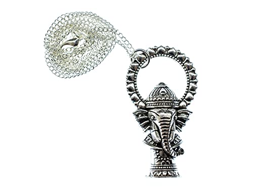 Miniblings Ganesha Elefanten Kette Halskette 60cm Indien Gottheit Yoga Elefant silber - Handmade Modeschmuck - Gliederkette versilbert von Miniblings