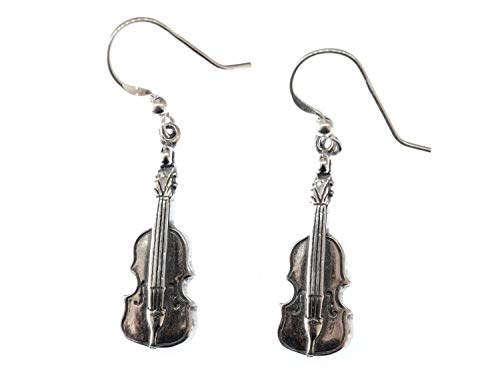 Miniblings Geige Ohrringe Hänger Violine Musik Geigerin 925er Echtsilber Sterling - Handmade Modeschmuck I Ohrhänger Ohrschmuck versilbert von Miniblings