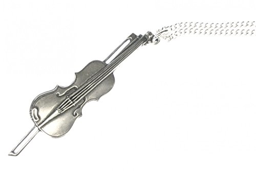 Miniblings Geigen Kette Geigenkette Halskette Violine Geige 60cm versilbert 6cm - Handmade Modeschmuck - Gliederkette versilbert von Miniblings