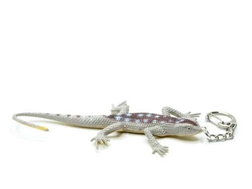 Miniblings Gekko Schlüsselanhänger Salamander Gecko Echse Eidechse Punkte grau-braun - Handmade Modeschmuck I I Anhänger Schlüsselring Schlüsselband Keyring von Miniblings