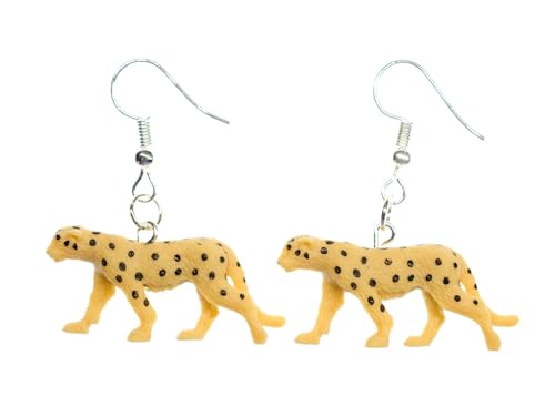 Miniblings Gepard Ohrringe Raubtier Afrika Raubkatze Gummi 30mm braun Safari - Handmade Modeschmuck I Ohrhänger Ohrschmuck versilbert von Miniblings