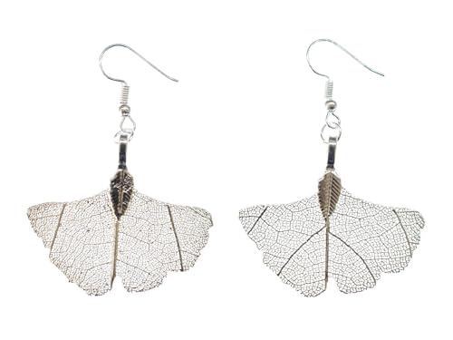 Miniblings Ginko Blattskelett Blatt Ohrringe Hänger Ginkgo Baum China Natur - Handmade Modeschmuck I Ohrhänger Ohrschmuck versilbert von Miniblings