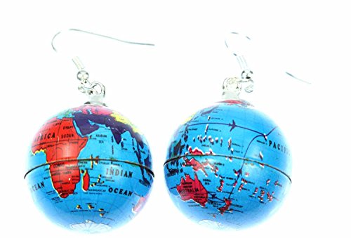 Miniblings Globus Ohrringe Hänger Erde Erdball Planet Welt Weltkugel Reise blau - Handmade Modeschmuck I Ohrhänger Ohrschmuck versilbert von Miniblings