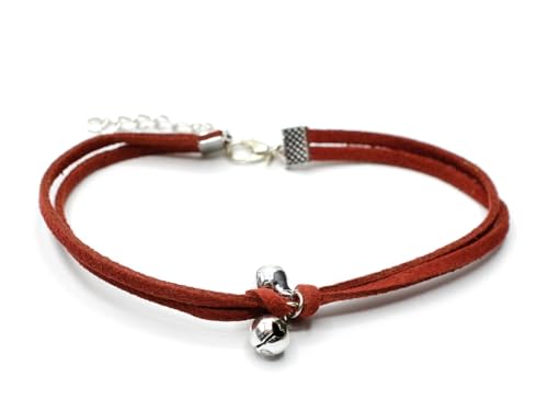 Miniblings Glöckchen Fußkettchen Fußkette Festival Kette Band Rotbraun Silber- Handmade Modeschmuck I Sommer Beach Sommerschmuck von Miniblings