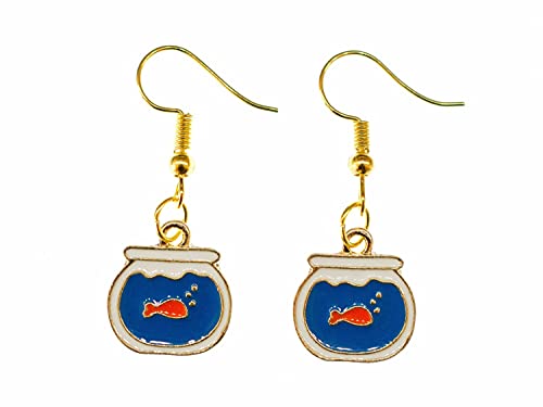 Miniblings Goldfisch Goldfischglas Ohrringe Hänger Fisch Aquarium Emailliert - Handmade Modeschmuck I Ohrhänger Ohrschmuck versilbert von Miniblings