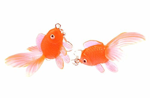 Miniblings Goldfisch Ohrringe Kampffisch Fisch Aquarium Fische Koi neonorange - Handmade Modeschmuck I Ohrhänger Ohrschmuck versilbert von Miniblings