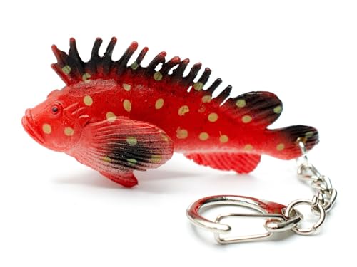 Miniblings Großer Roter Drachenkopf Fisch Schlüsselanhänger Anhänger Ozean rot - Handmade Modeschmuck I I Anhänger Schlüsselring Schlüsselband Keyring von Miniblings