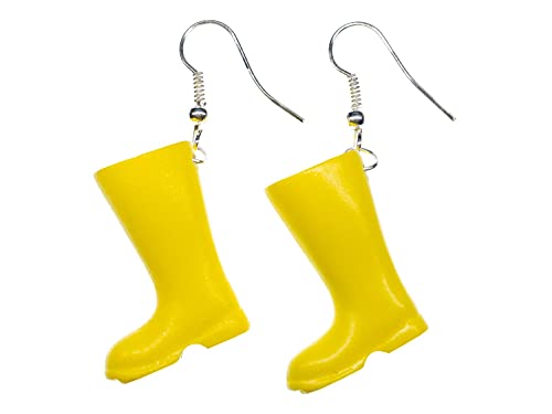 Miniblings Gummistiefel gelb Ohrringe Hänger Stiefel Regen Garten Ohrschmuck - Handmade Modeschmuck I Ohrhänger Ohrschmuck versilbert von Miniblings