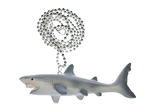 Miniblings Hai Kette Halskette 80cm silber Meerestier Haifisch weißer Hai grau - Handmade Modeschmuck - Kugelkette verilsbert von Miniblings