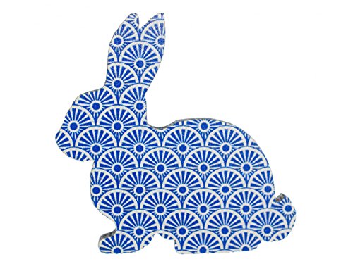 Miniblings Hase Brosche Ostern Kaninchen Osterhase Holz dunkelblau - Handmade Modeschmuck I Anstecknadel Button Pins von Miniblings