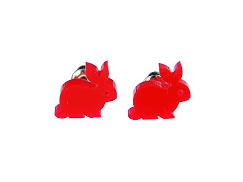 Miniblings Hase Kaninchen Stecker Ohrstecker Hase Acrylglas Osterhase Ostern rot - Handmade Modeschmuck I Ohrringe Stecker Ohrschmuck von Miniblings