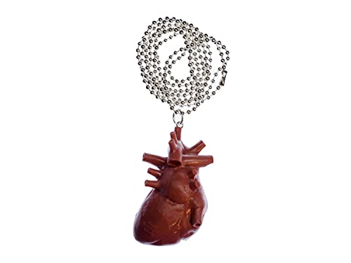 Miniblings Herz Kette Halskette 80cm Anatomie Medizin Organ Ärztin Mensch - Handmade Modeschmuck - Kugelkette versilbert von Miniblings