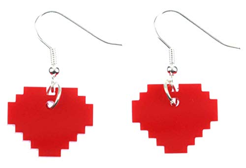 Miniblings Herz Ohrringe pixelig Liebe Herzohrringe Valentinstag Acrylglas rot - Handmade Modeschmuck I Ohrhänger Ohrschmuck versilbert von Miniblings