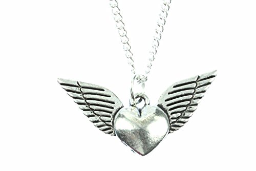Miniblings Herz mit Flügel n Kette Halskette 45cm Flügel Valentinstag versilbert - Handmade Modeschmuck - Gliederkette versilbert von Miniblings