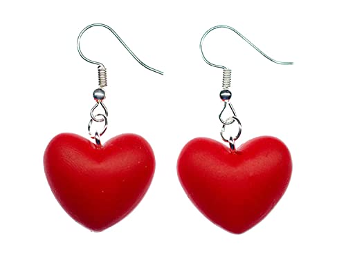 Miniblings Herzen Ohrringe Hänger Herz Valentinstag Rot Liebe Symbol Handarbeit - Handmade Modeschmuck I Ohrhänger Ohrschmuck versilbert von Miniblings