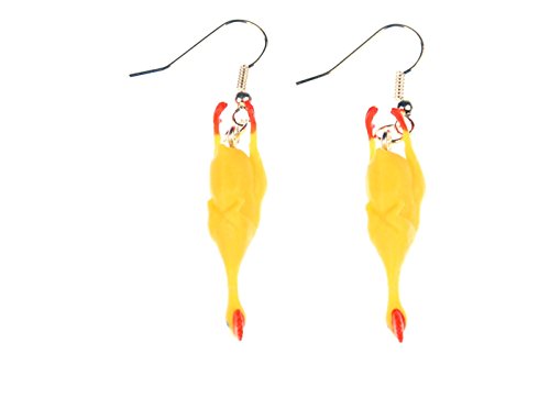 Miniblings Huhn Ohrringe Hühner Hahn Hühnchen Gummihuhn Gockel gelb - Handmade Modeschmuck I Ohrhänger Ohrschmuck versilbert von Miniblings