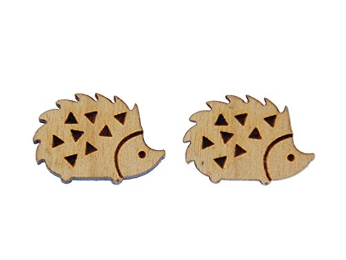 Miniblings Igel Herbst Holz Ohrstecker Igelchen Punkte - Handmade Modeschmuck I Ohrringe Stecker Ohrschmuck von Miniblings