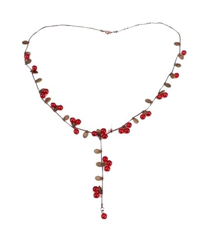 Miniblings Johannisbeere Kette Halskette 75cm Bronze Damen Damenkette Kinderkette Sommerfest rote Perle Obst Kette Beeren rot von Miniblings