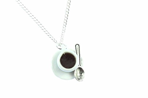 Miniblings Kaffeetasse Porzellan Kaffee Tasse Halskette - Handmade Modeschmuck I Kette mit Anhänger Länge: 45cm - Café Teetasse mit Löffel von Miniblings