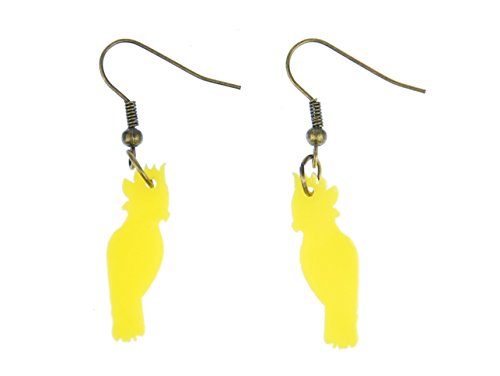 Miniblings Kakadu Acrylglas gelasert Ohrringe Hänger Papagei Acrylglas gelb - Handmade Modeschmuck I Ohrhänger Ohrschmuck versilbert von Miniblings