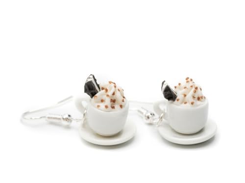 Miniblings Kakao Ohrringe Hänger Heiße Schokolade Tasse Kaffee Café Eiskaffee - Handmade Modeschmuck I Ohrhänger Ohrschmuck versilbert von Miniblings