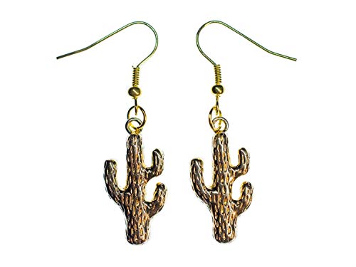 Miniblings Kaktus Ohrringe Hänger Kakteen Wüste Cowboy Mexiko Metall golden - Handmade Modeschmuck I Ohrhänger Ohrschmuck vergoldet von Miniblings