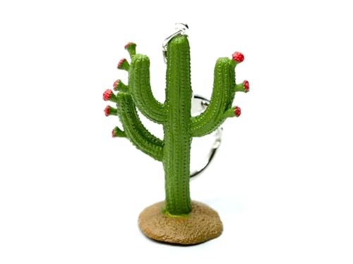 Miniblings Kaktus Schlüsselanhänger Pflanze Kakteen grün rote Blüten - Handmade Modeschmuck I Anhänger Schlüsselring Schlüsselband Keyring von Miniblings