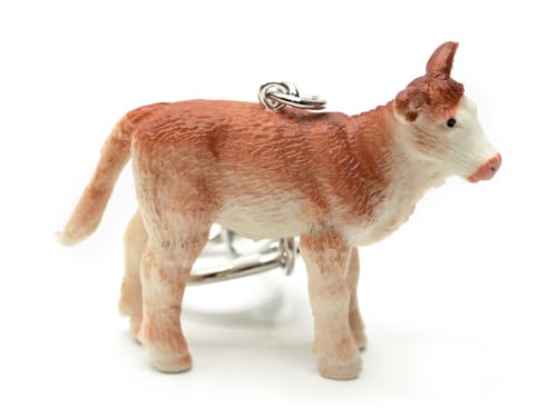 Miniblings Kalb Schlüsselanhänger Kuh Bauernhof Stier braun weiß - Handmade Modeschmuck I Anhänger Schlüsselring Schlüsselband Keyring von Miniblings
