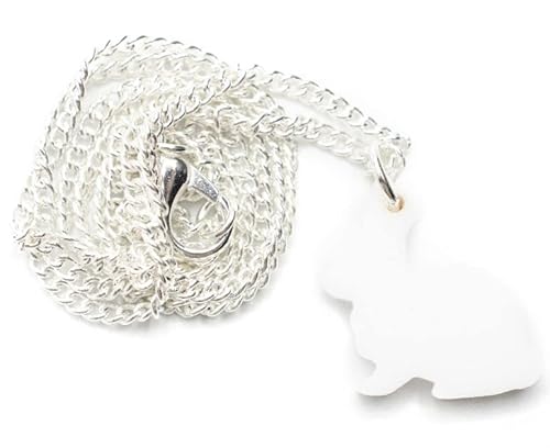 Miniblings Kaninchen Hase Kaninchen Halskette - Handmade Modeschmuck I Kette mit Anhänger Länge: 45cm - gelasert Acrylglas weiß von Miniblings