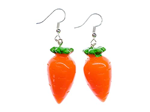 Miniblings Karotte Möhre Rübe Ohrringe Hänger Hase Gemüse 3D orange 34mm Essen - Handmade Modeschmuck I Ohrhänger Ohrschmuck versilbert von Miniblings